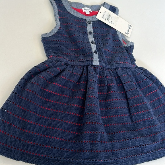 Splendid Blue Red Eyelet Dress Girls Baby Toddler 12/18 months July 4 NEW - Picture 4 of 6